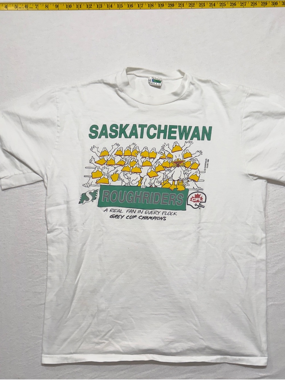 1989 vintage Saskatchewan Roughriders White Graphic Tee
